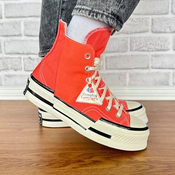 Converse Chuck 70 Plus Hi Top Platform Sz 9.5 Women Shoes Orange Sneaker A06432C - Picture 3 of 12